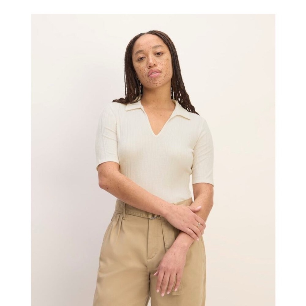 Everlane The Rib Soft Knit Open Collar Polo